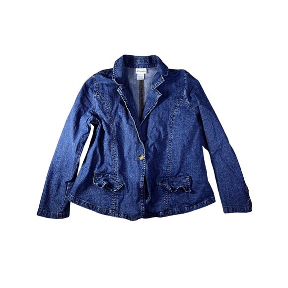 Oh! Mamma Maternity Jean Jacket Women's Size Large Pregnancy Cowgirl Fall Cozy - Picture 1 of 9